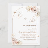 Boho Pampas Grass Gender Reopenbaart de uitnodigin Kaart (Voorkant)