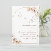 Boho Pampas Grass Gender Reopenbaart de uitnodigin Kaart (Staand voorkant)