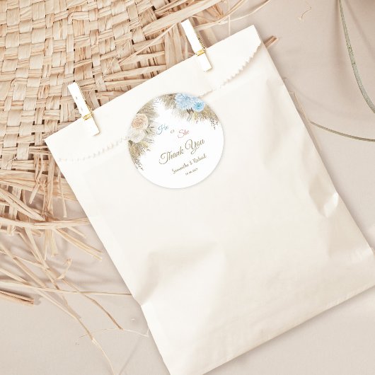Boho Pampas Grass Gender Reveal Bedankt Ronde Sticker