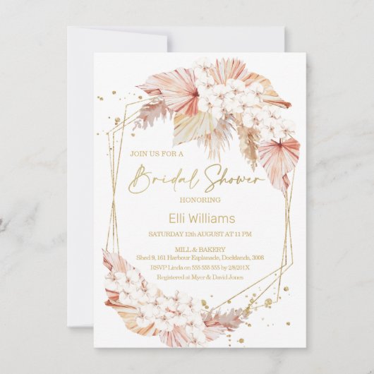 Boho Pampas Grass Geometric Vrijgezellenfeest Invi Kaart (Voorkant)