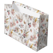 Boho Pampas Grass Gift Bag Blush Floral Groot Cadeauzakje (Voorkant Gekanteld)