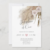 Boho Pampas Grass Girl 1e verjaardag Kaart (Voorkant)