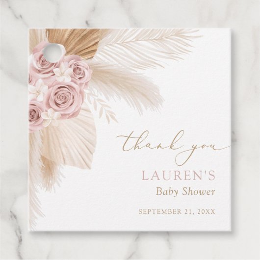 Boho Pampas Grass Girl Baby shower Bedankjes Labels (Voorkant)