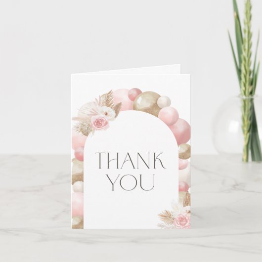 Boho Pampas Grass Girl Baby shower Bedankkaart (Voorkant)