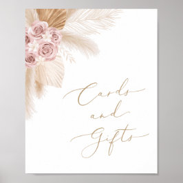 Boho Pampas Grass Girl Baby shower Cards en Gifts Poster