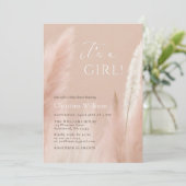 Boho Pampas Grass Girl Baby shower Kaart (Staand voorkant)