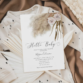 Boho Pampas Grass Girl Baby shower Kaart