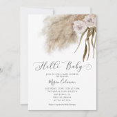 Boho Pampas Grass Girl Baby shower Kaart (Voorkant)