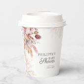 Boho Pampas Grass Girl Baby shower Papieren Bekers (Achterkant)