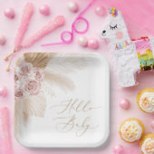 Boho Pampas Grass Girl Baby shower Papieren Bordje (Feest)