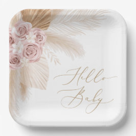 Boho Pampas Grass Girl Baby shower Papieren Bordje