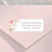 Boho Pampas Grass Girl Baby shower Return Address