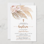 Boho Pampas Grass Girl Baptism Invitation Kaart (Voorkant)