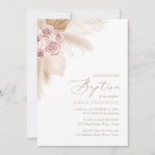 Boho Pampas Grass Girl Baptisme Kaart (Voorkant)