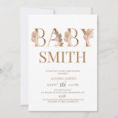 Boho Pampas Grass Girls Baby Word Baby shower Kaart (Voorkant)