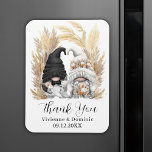 Boho Pampas Grass Gnome Wedding Bedankt Card Magneet<br><div class="desc">Gepersonaliseerde elegante bruiloft dank u magneet gunsten voor uw gasten,  met een bruid en bruidegom kabouter paar en een boho pampas gras boog illustratie. Bewerk de kaart sjabloon met een datum en de namen van de pasgetrouwden.</div>