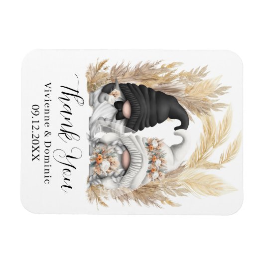 Boho Pampas Grass Gnome Wedding Bedankt Card Magneet (Horizontaal)