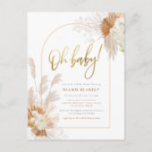 Boho Pampas Grass Gold Botanical Arch Baby shower Briefkaart (Voorkant)