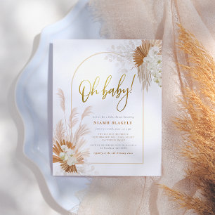 Boho Pampas Grass Gold Botanical Arch Baby shower Briefkaart