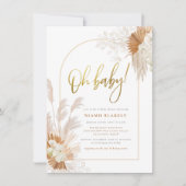 Boho Pampas Grass Gold Floral Baby shower Kaart (Voorkant)