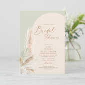 Boho Pampas Grass Gold Geometric Sage Bridal Kaart (Staand voorkant)