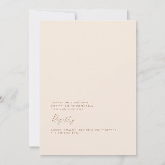 Boho Pampas Grass Gold Geometric Sage Bridal Kaart (Achterkant)