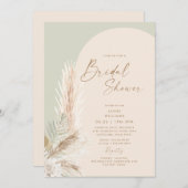 Boho Pampas Grass Gold Geometric Sage Bridal Kaart (Voorkant / Achterkant)
