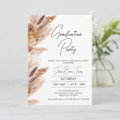 Boho Pampas Grass Graduation Party Invitation Kaart (Staand voorkant)