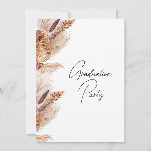 Boho Pampas Grass Graduation Party Invitation Kaart (Achterkant)