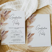 Boho Pampas Grass Graduation Party Invitation Kaart