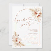 Boho Pampas Grass Graduation Party Invite Kaart (Voorkant)