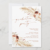 Boho Pampas Grass Graduation Party Invite Kaart (Voorkant)