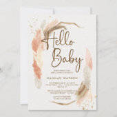 Boho Pampas Grass Hallo Baby shower Kaart (Voorkant)