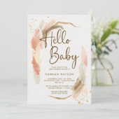 Boho Pampas Grass Hallo Baby shower Kaart (Staand voorkant)