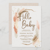 Boho Pampas Grass Hallo Baby shower Kaart (Voorkant / Achterkant)