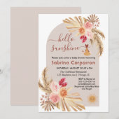 Boho Pampas Grass Hallo Sunshine girl baby shower Kaart (Voorkant / Achterkant)