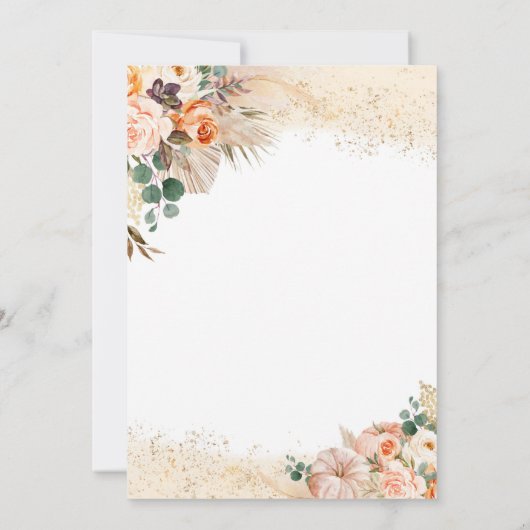 Boho Pampas Grass Herfst Floral Pumpkin Baby showe Kaart (Achterkant)
