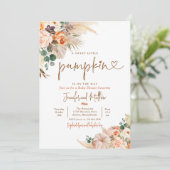 Boho Pampas Grass Herfst Floral Pumpkin Baby showe Kaart (Staand voorkant)