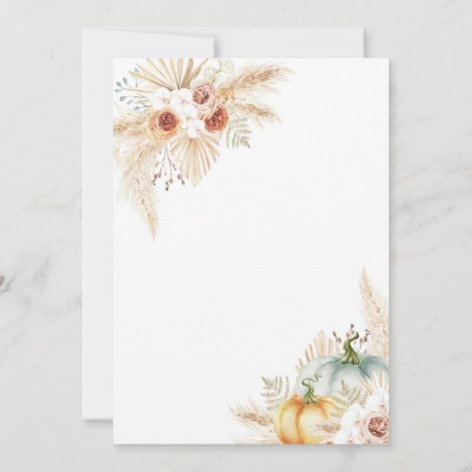 Boho Pampas Grass Herfst Pumpkin Weddenschap Kaart (Achterkant)