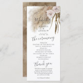 Boho Pampas Grass huwelijksceremonie programma Programmakaart (Voorkant / Achterkant)