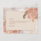 Boho Pampas Grass | Hydrangea Bridesmaid Request Uitnodiging Briefkaart (Achterkant)