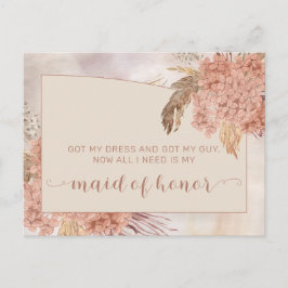 Boho Pampas Grass |Hydrangea die het verzoek van d Uitnodiging Briefkaart