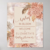 Boho Pampas Grass | Hydrangeas Baby shower Welkom Poster (Voorkant)