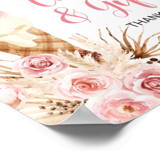 Boho Pampas Grass Ice crème florale Kaarten & Gift Poster (Hoek)