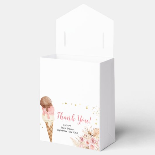 Boho Pampas Grass Ice crème Party Bedankdoosjes (Geopend)