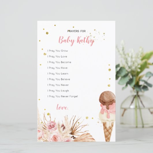 Boho Pampas Grass Ice crème Prayers voor Baby Sign (Staand voorkant)