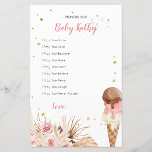 Boho Pampas Grass Ice crème Prayers voor Baby Sign