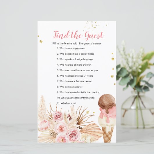 Boho Pampas Grass-ijs Zoek de Guest game (Staand voorkant)