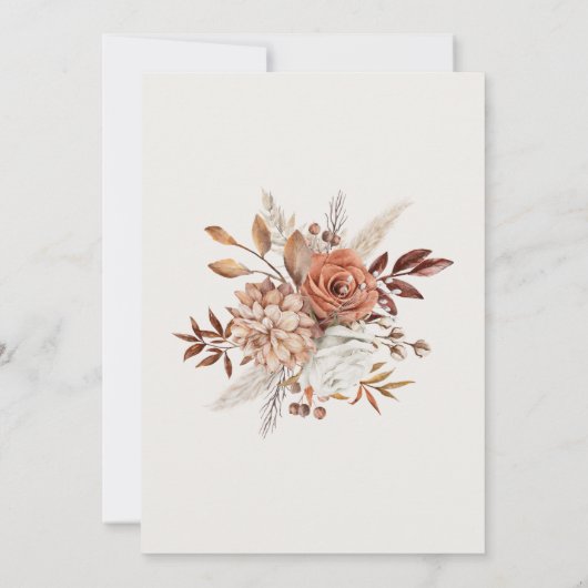 Boho Pampas Grass Invitation – Neutral Florals Kaart (Achterkant)
