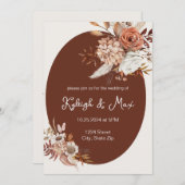 Boho Pampas Grass Invitation – Neutral Florals Kaart (Voorkant / Achterkant)